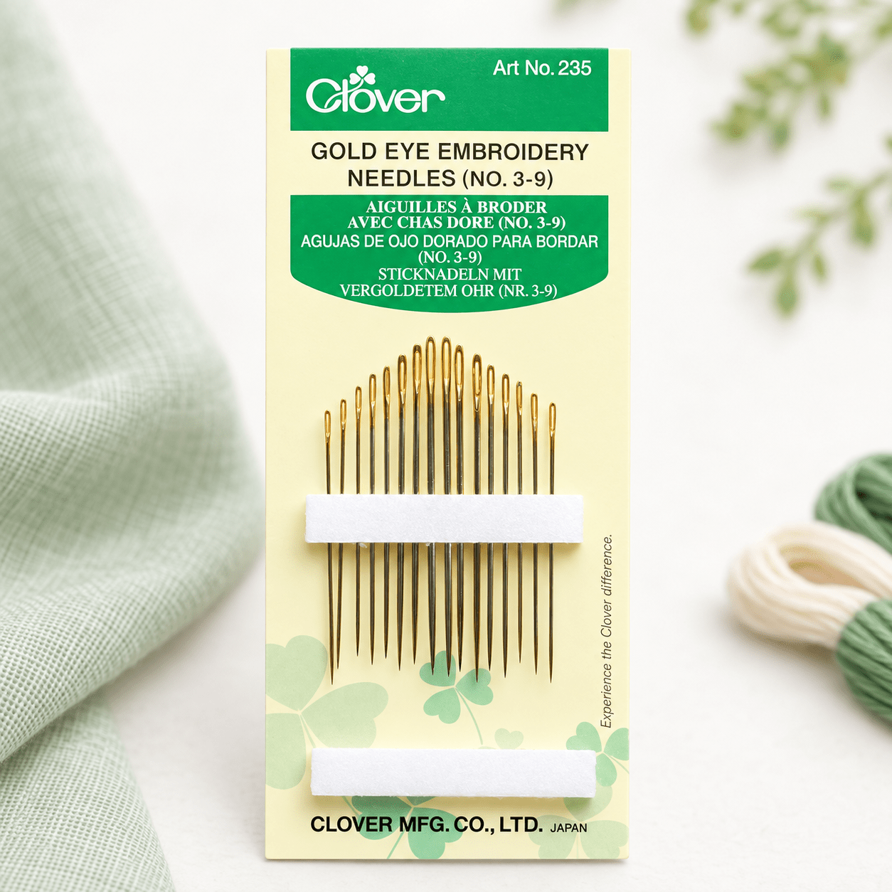 Agujas multipropósito Clover con ojo dorado No. 3–9 – Paquete x16 Agujas multipropósito Clover con ojo dorado No. 3–9 – Paquete x16