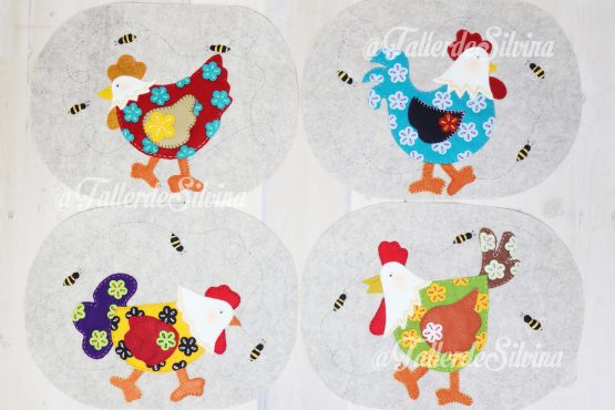 Individuales Gallinas Florecitas