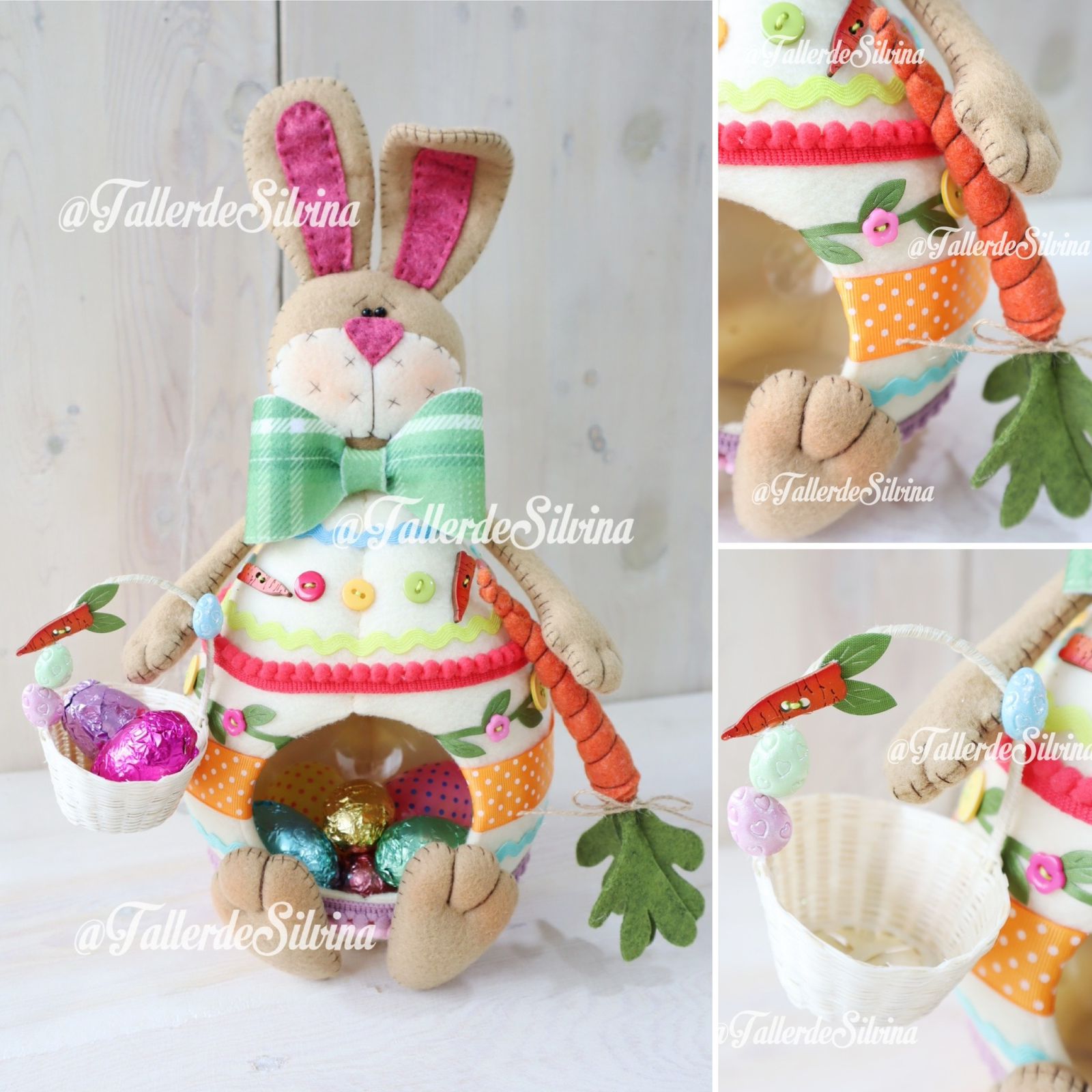 Conejito Porta Dulces de Pascua – Kit Pascua en Paño Lency