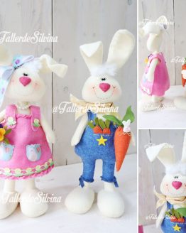 Lola y Mateo Conejitos de Pascua – Kit Pascua en Paño Lency