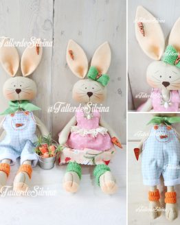 Srta. y Sr. Conejitos de pascua  – Kit Pascua en Telas  y Paño Lency