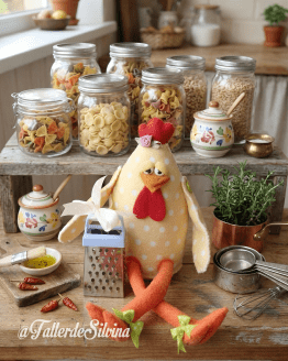 Clementina la Gallinita Ralladora – Kit de manualidades cocina decorativa en paño lency