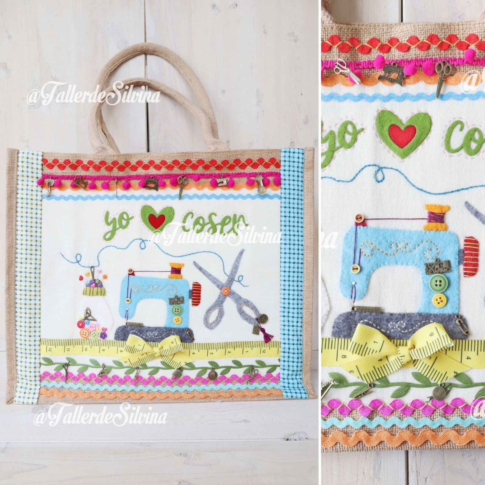 Bolsa de Mano Yo Amo Coser – Kit de manualidades en Paño Lency y Telas - Imagen 2