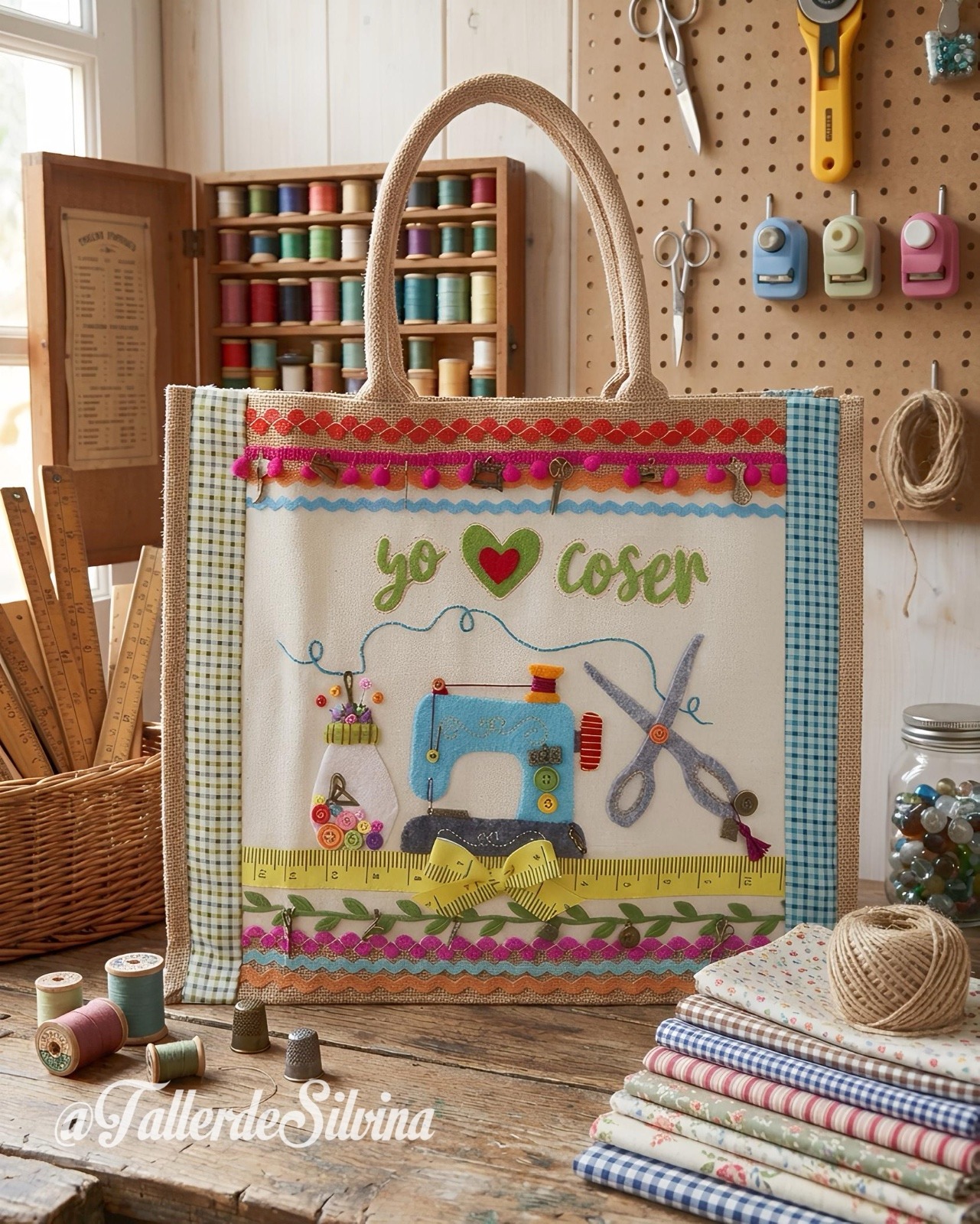 Bolsa de Mano Yo Amo Coser – Kit de manualidades en Paño Lency y Telas