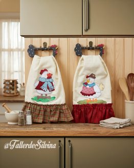 Pareja Campesina Porta - Toallas de Cocina – Kit de manualidades cocina decorativa en Telas -Patchwork