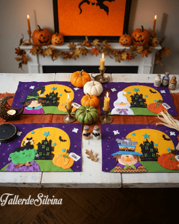 Individuales "Dulce o Truco" – Kit Decoración para Mesa de Halloween en Paño Lency