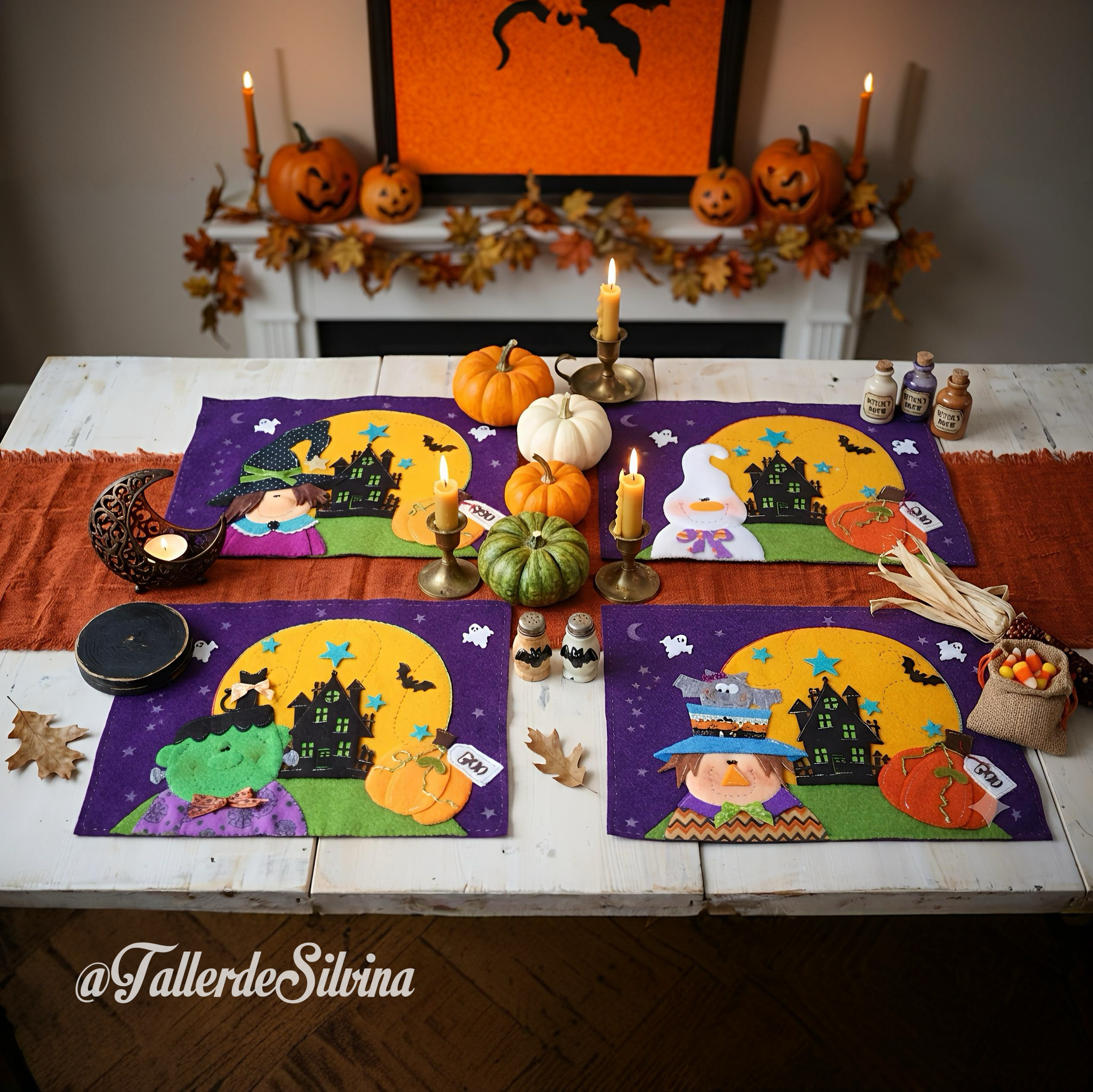 Individuales "Dulce o Truco" – Kit Decoración para Mesa de Halloween en Paño Lency Individuales "Dulce o Truco" – Kit Decoración para Mesa de Halloween en Paño Lency
