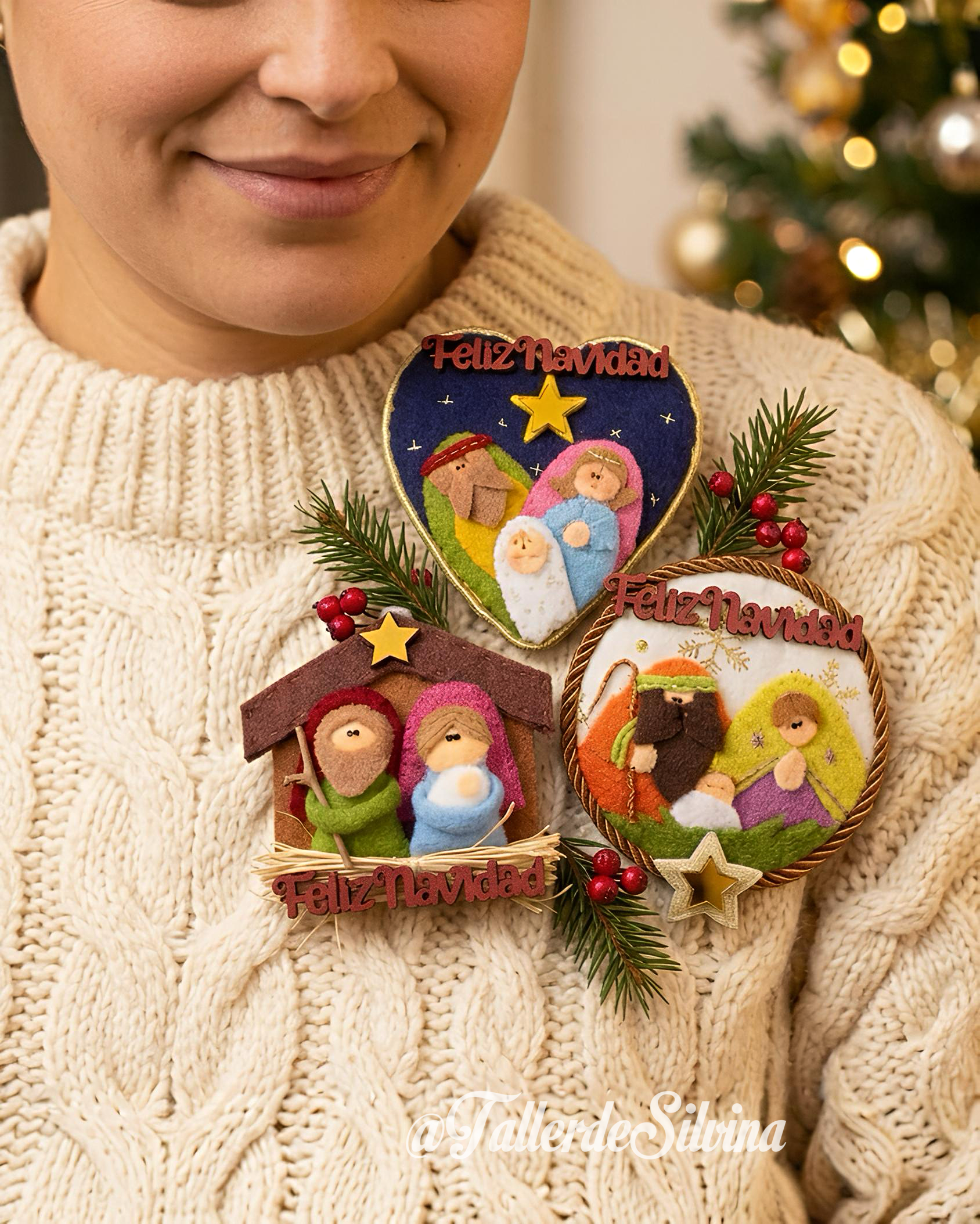 Prendedores Mini Nacimiento – Kit navideño en paño lency Prendedores Mini Nacimiento – Kit navideño en paño lency