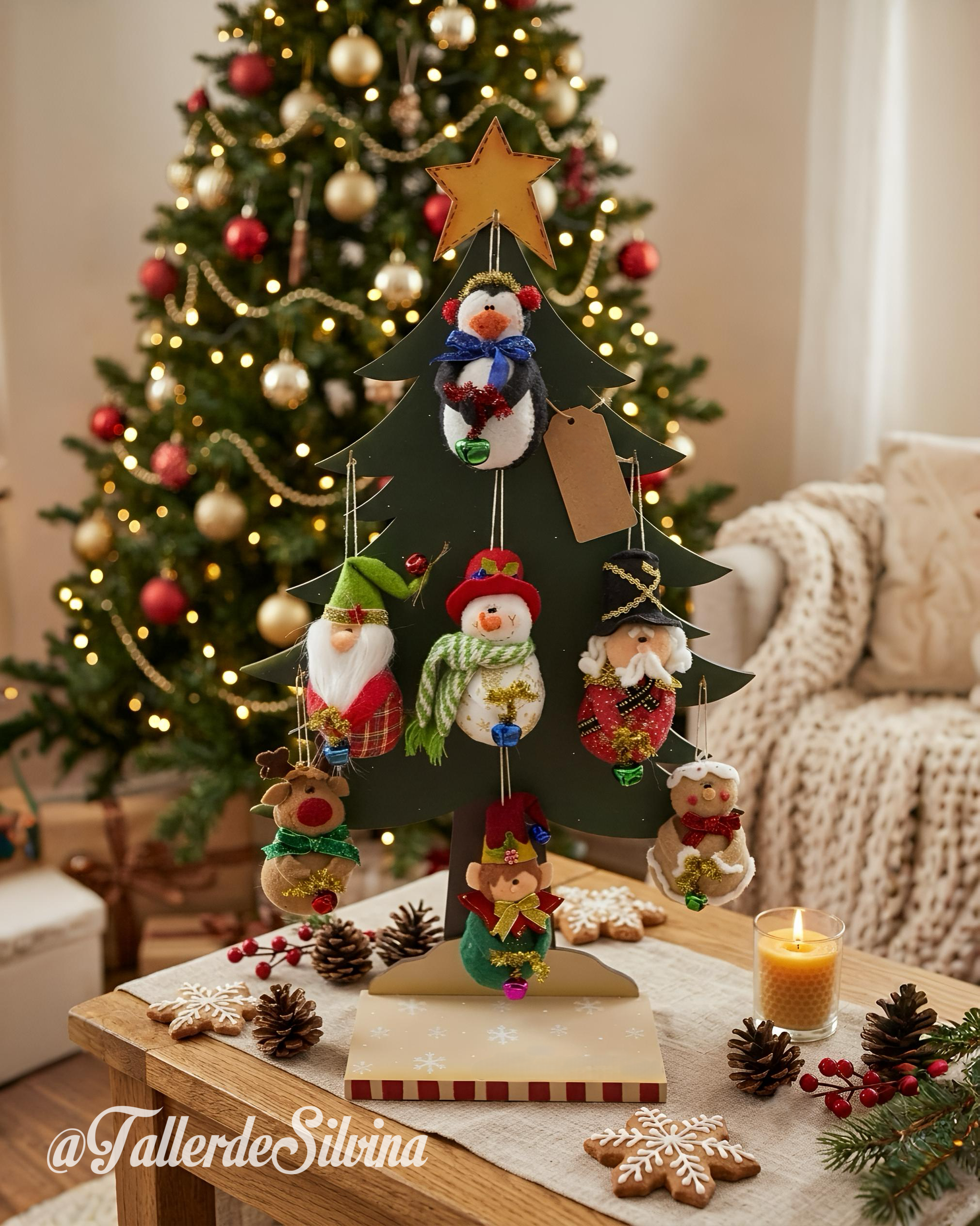 Ornamentos Cascabelitos NO INCLUYE ARBOL – Kit navideño en paño lency