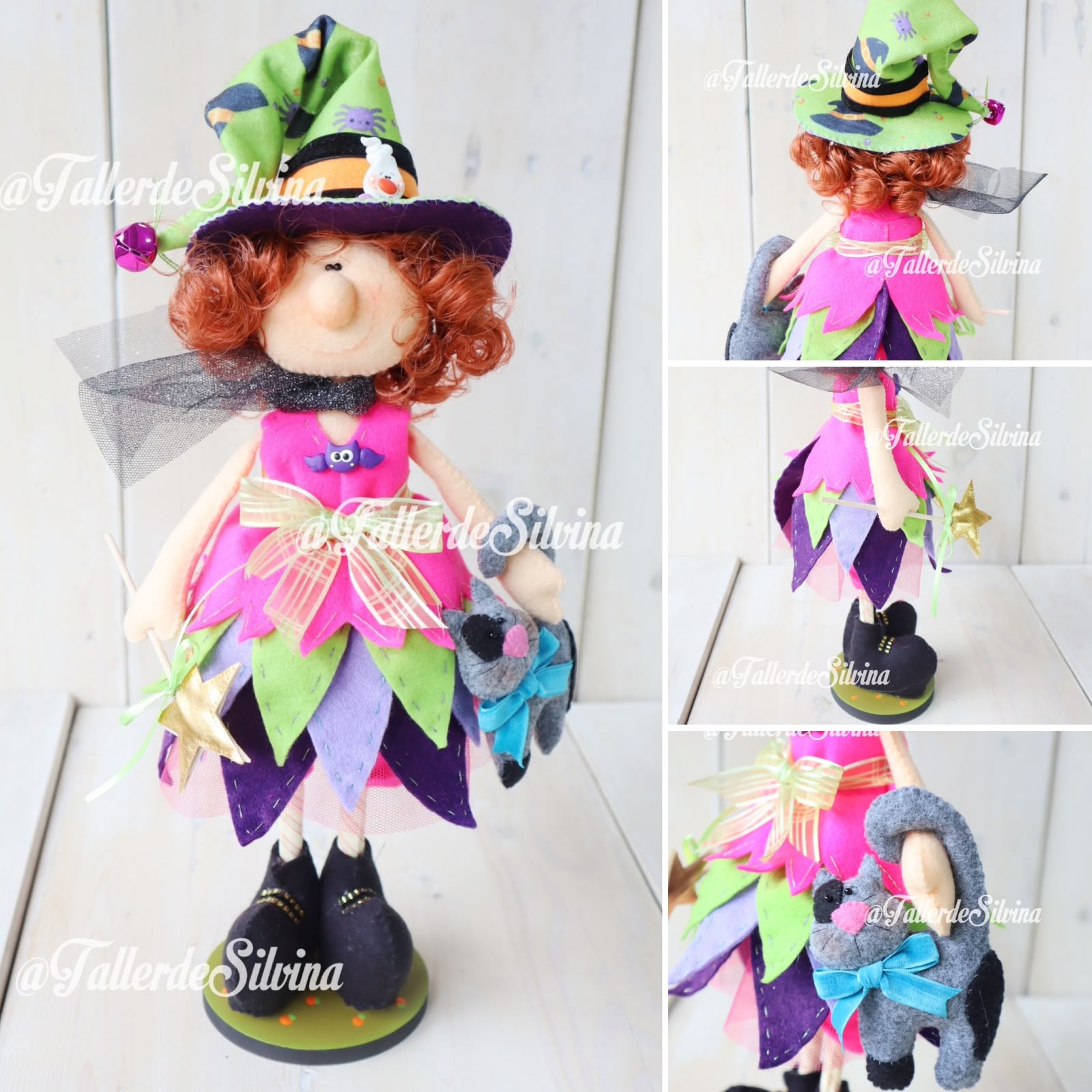 Brigid, la Brujita Curiosa – Kit Decoración Pequeña de Halloween en Paño Lency
