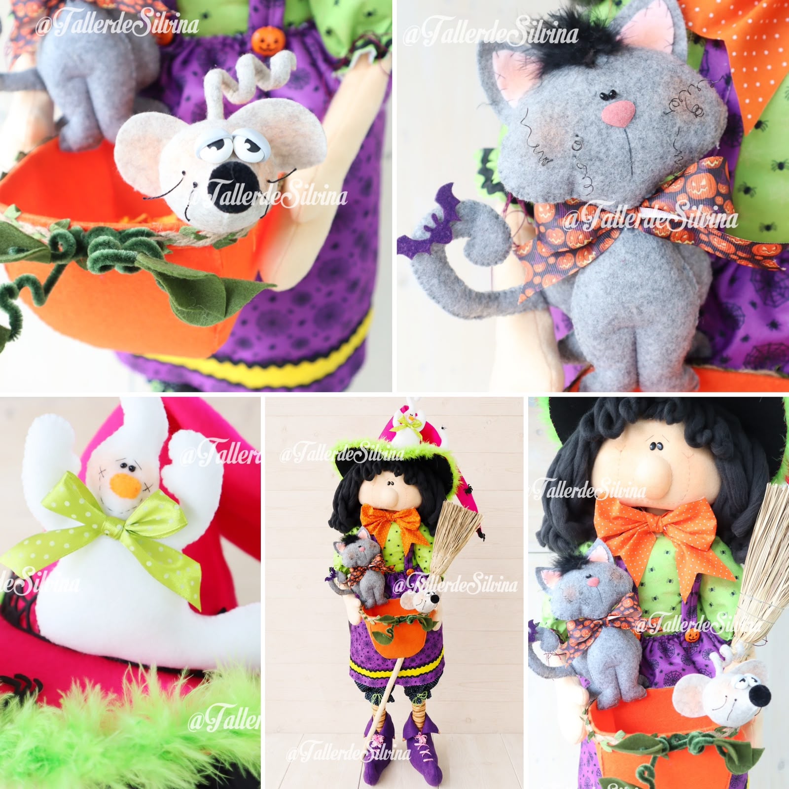 Scarlet, la Bruja Dulcera – Kit Decoración Grande para Entradas de Halloween en Paño Lency