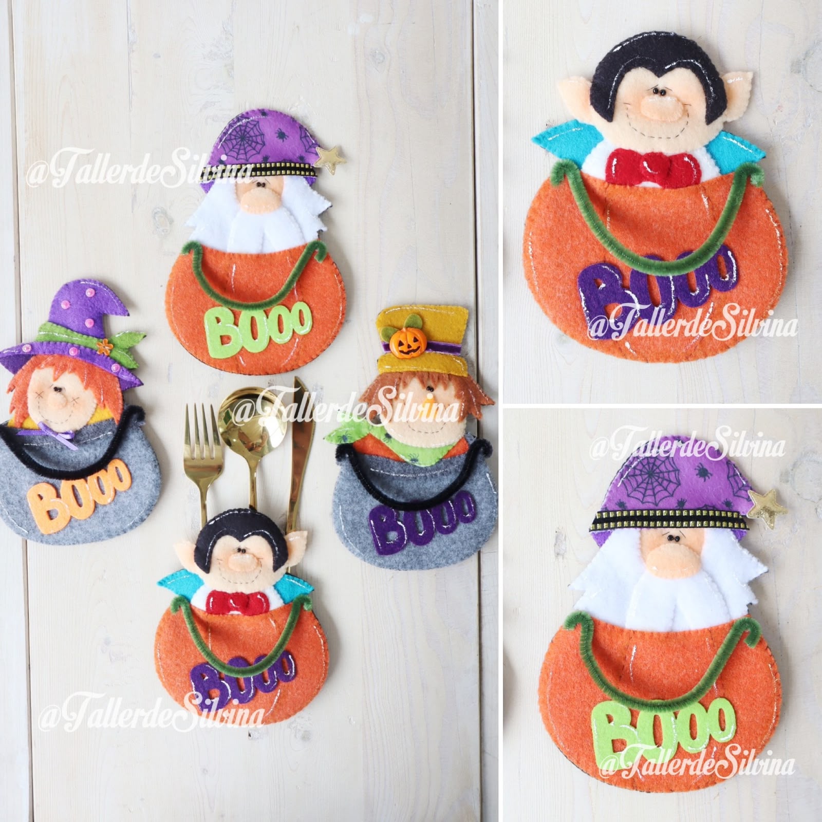 Porta Cubiertos "¡Boo! a la Mesa" – Kit Decoración para Mesa de Halloween en Paño Lency