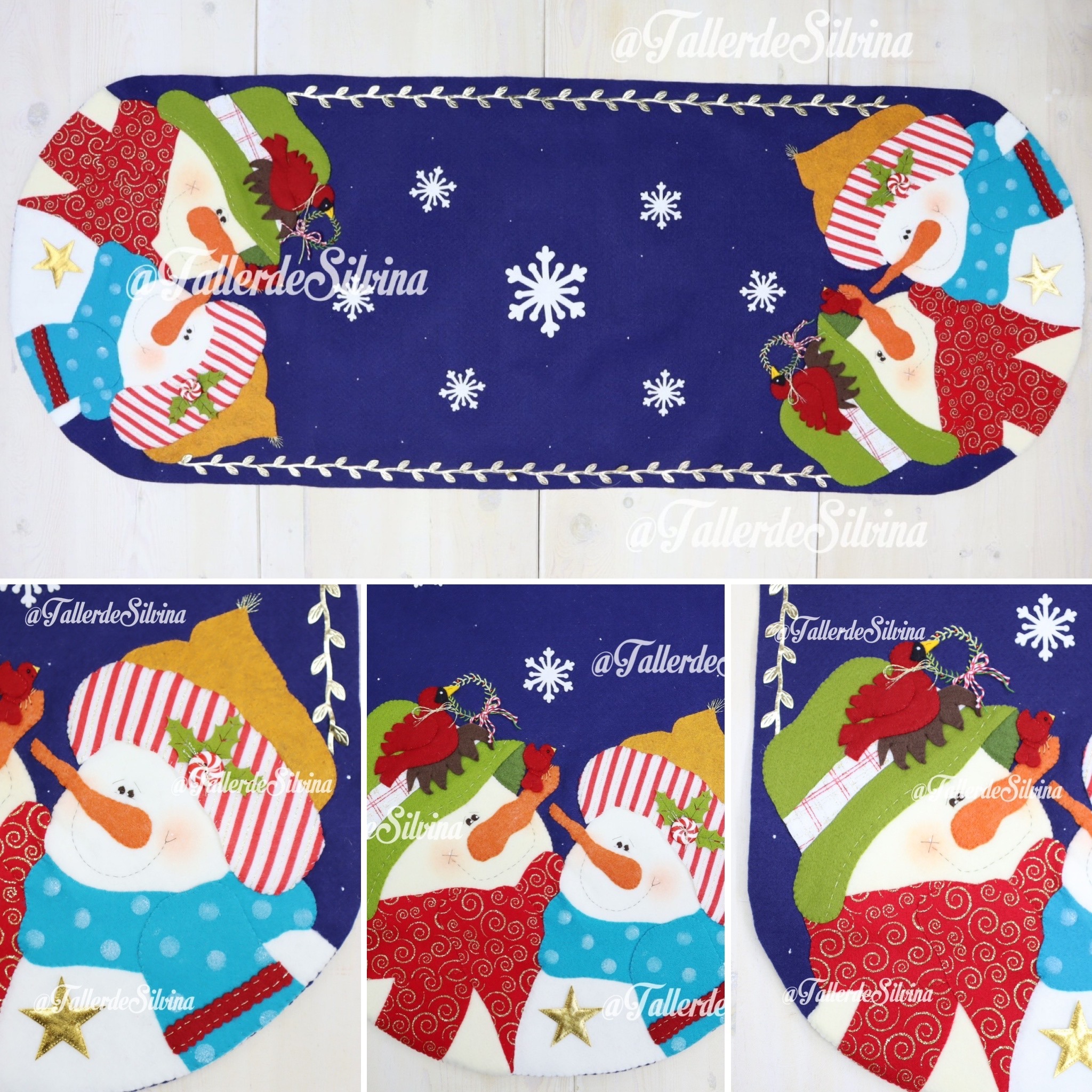 Camino de mesa Pareja de Invierno – Kit navideño en paño lency