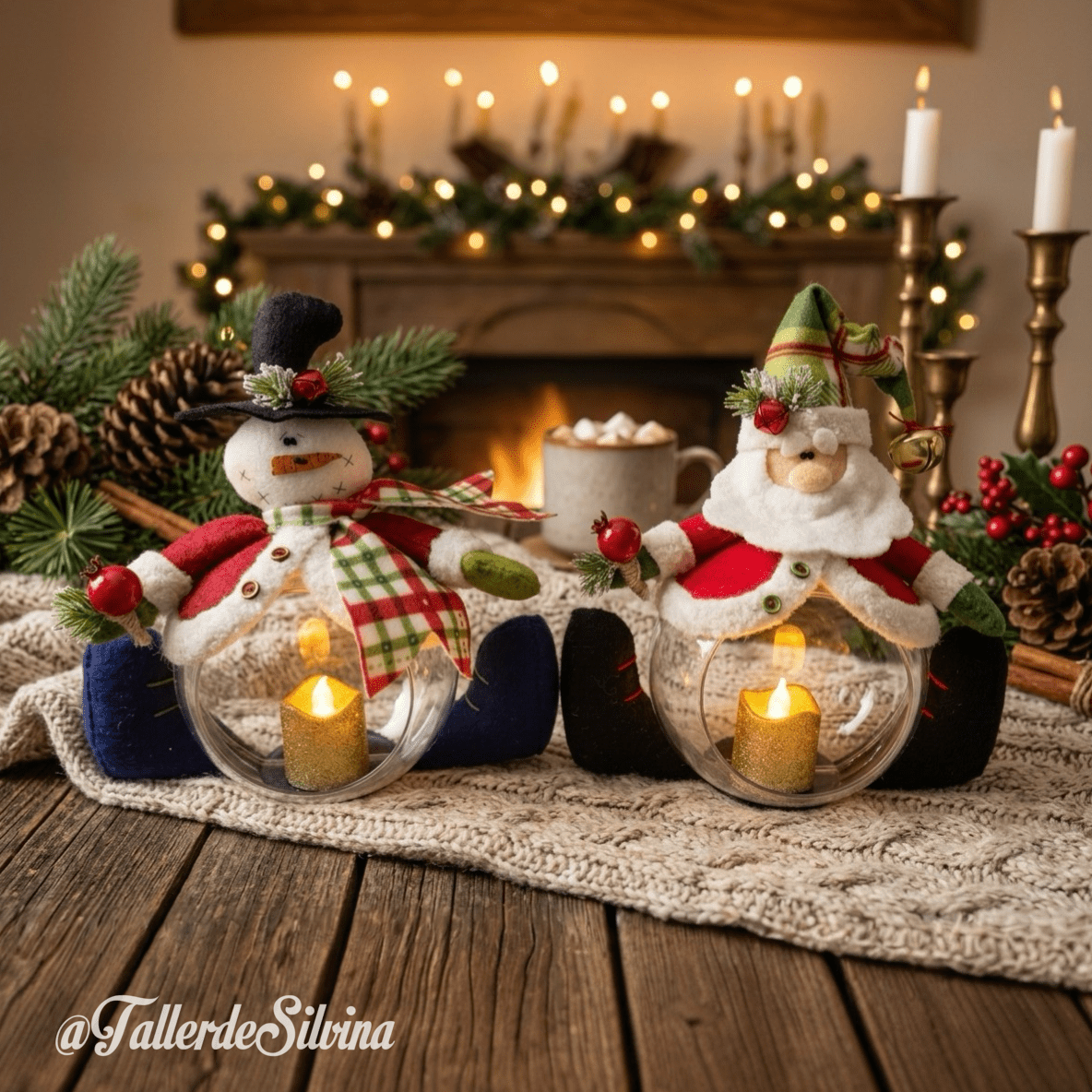 Candelabros Esferitas – Kit navideño en paño lency Candelabros Esferitas – Kit navideño en paño lency