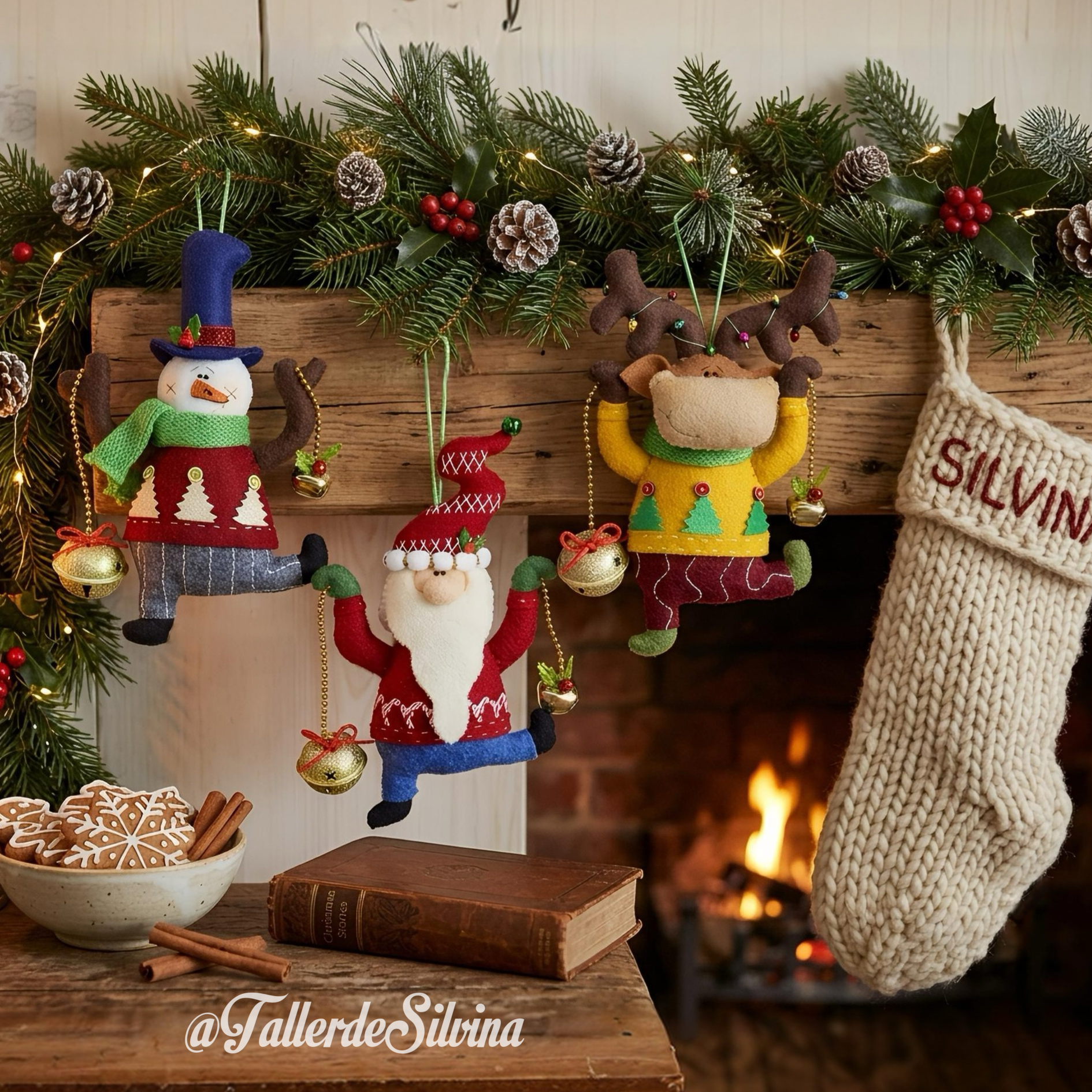 Trio Ornamentos Malabares – Kit navideño en paño lency