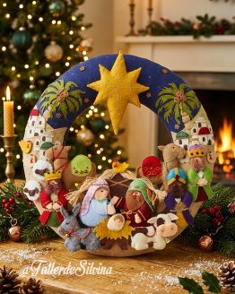 Corona “Noche de Belén” – Kit de nacimiento navideño en paño lency para elaborar