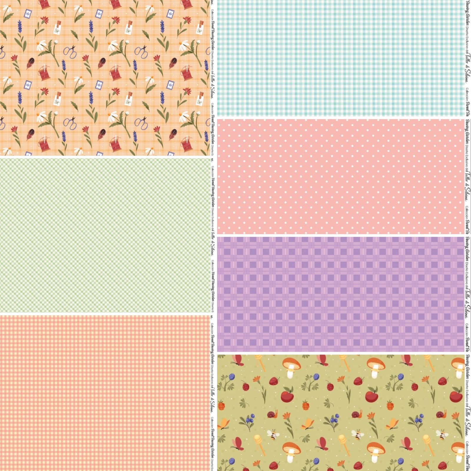 Paño Lency Impreso coleccion Sweet Sewing Garden Paño Lency Impreso coleccion Sweet Sewing Garden