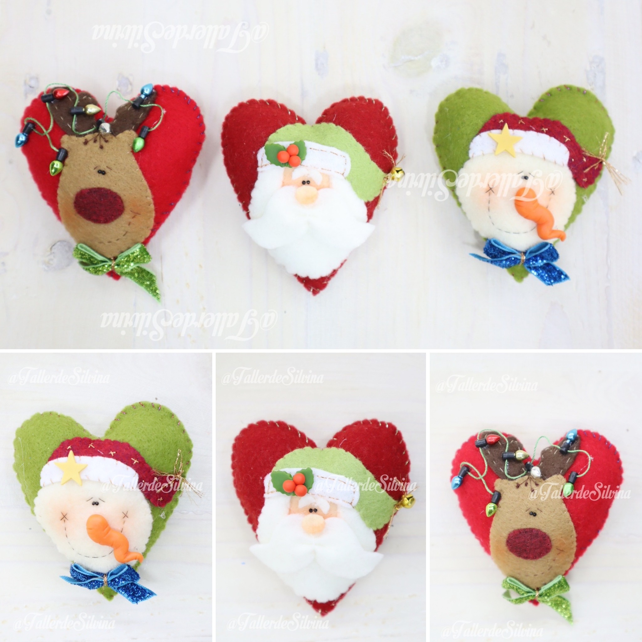 Prendedores Corazón Merry – Kit navideño en paño lency