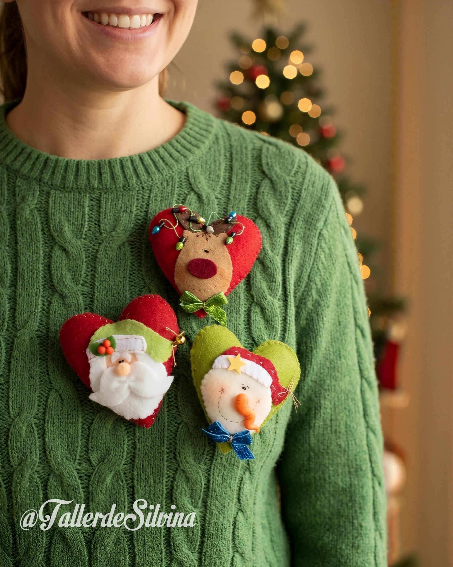 Prendedores Corazón Merry – Kit navideño en paño lency