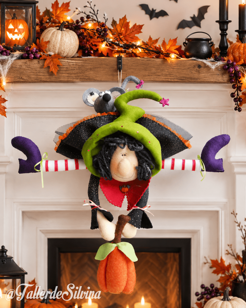 Bruja cleo – Kit halloween en paño lency Bruja cleo – Kit halloween en paño lency