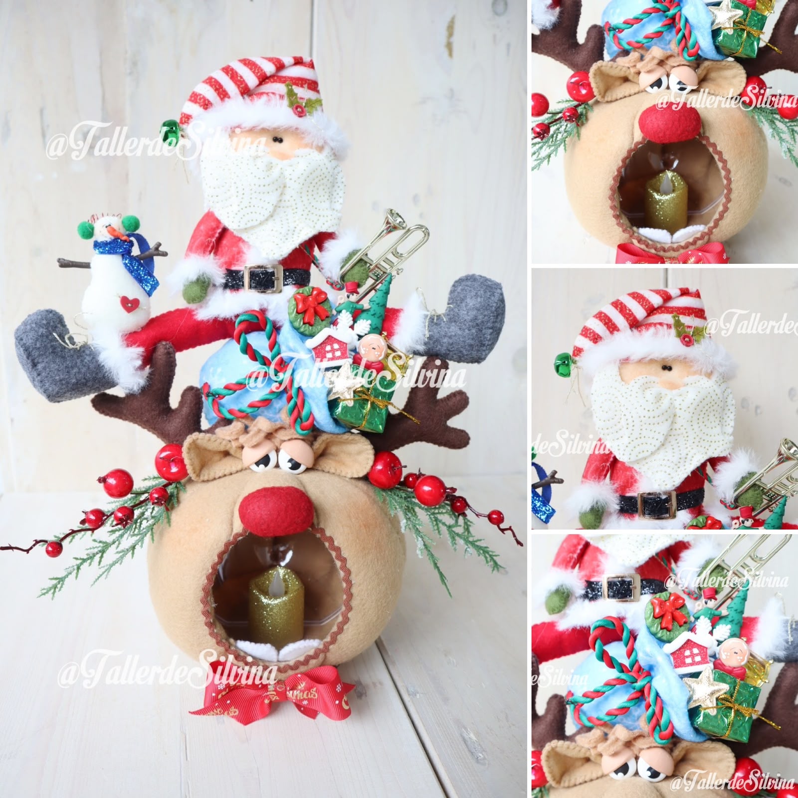 Farol Rodolfo y Santa Jugueticos – Kit Navideño en Paño Lency