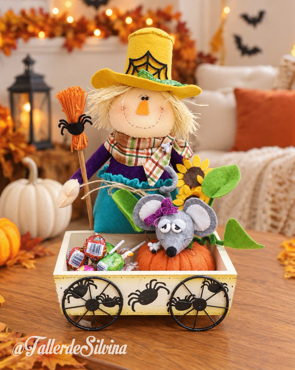Dulcero Carreta Espantapájaro – Kit halloween en paño lency