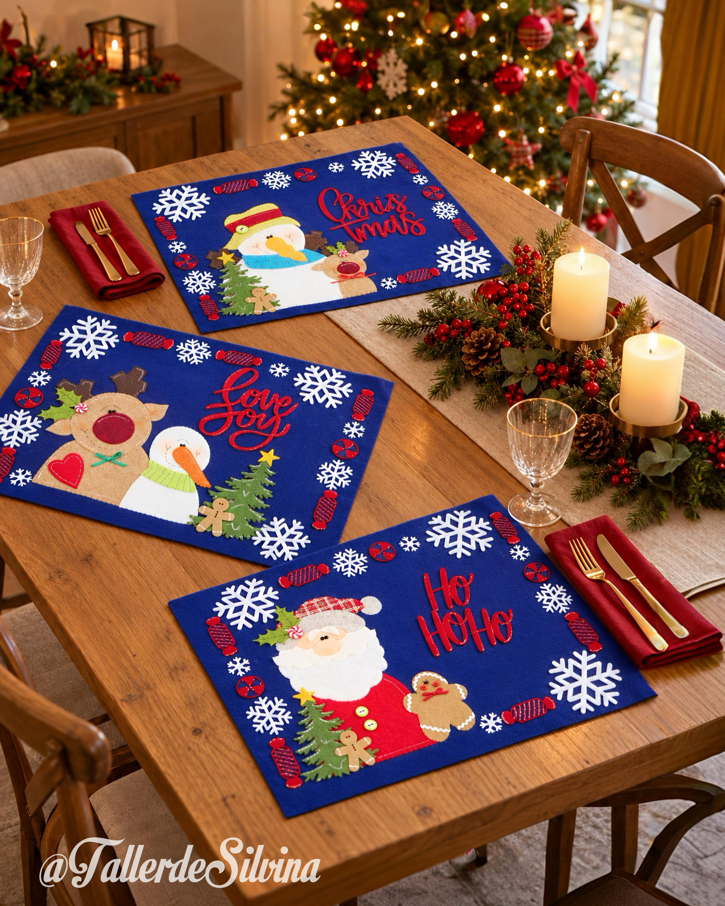 Individuales fiesta navideña – Kit navideño en paño lency