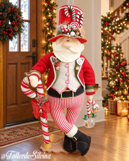 Edward, el Santa Bastonero – Kit de Decoración Grande para Entradas de Navidad en Paño Lency