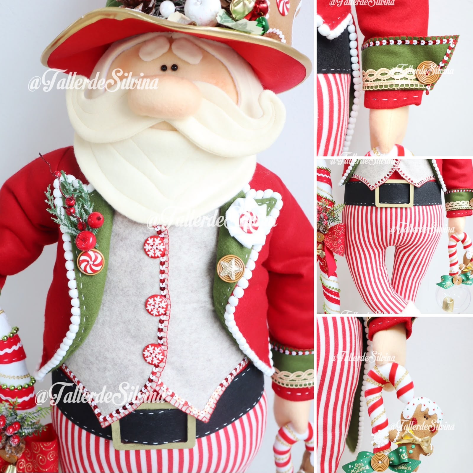 Edward, el Santa Bastonero – Kit de Decoración Grande para Entradas de Navidad en Paño Lency