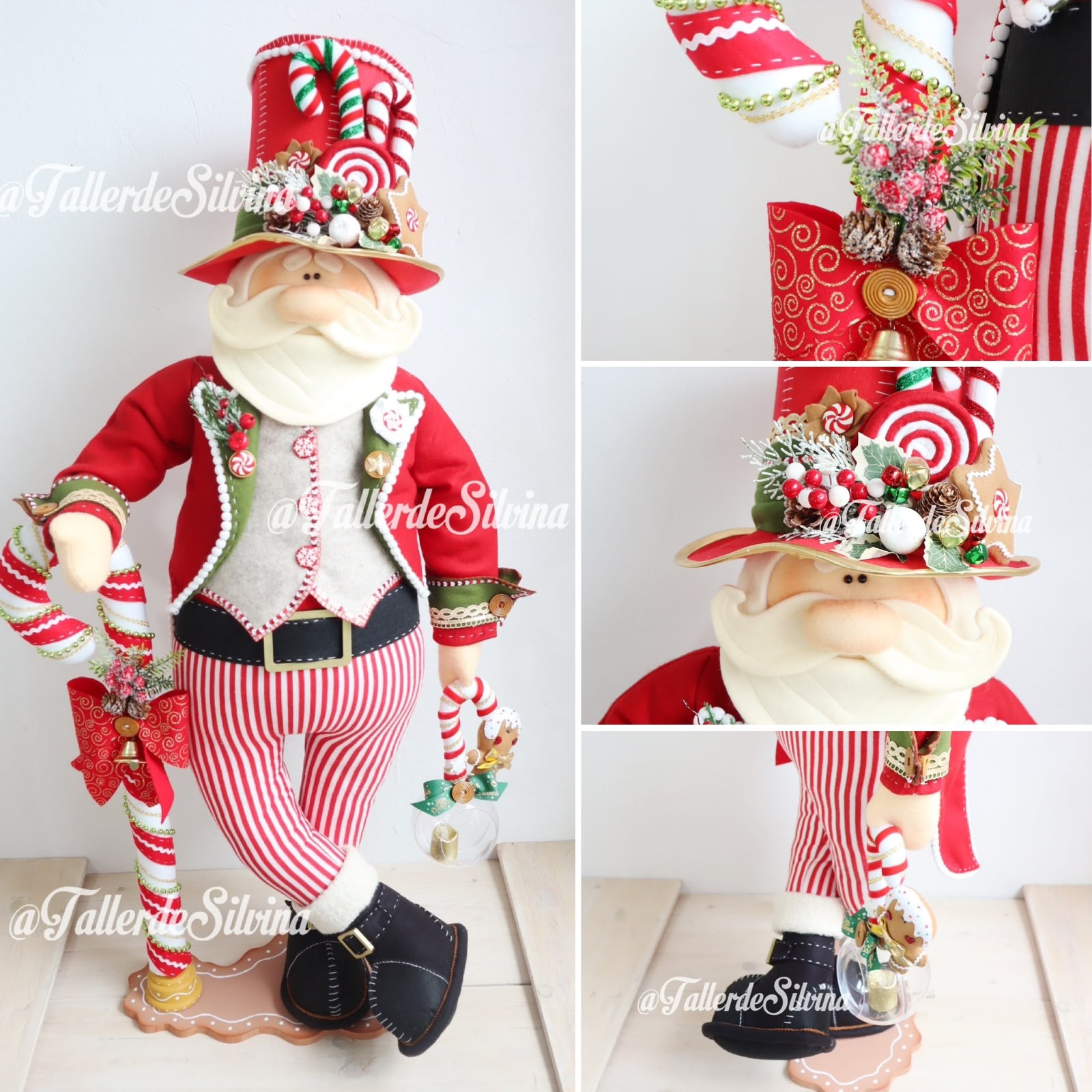 Edward, el Santa Bastonero – Kit de Decoración Grande para Entradas de Navidad en Paño Lency